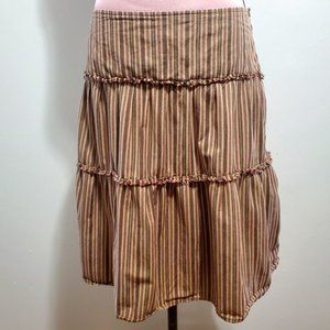 Fossil Striped Khaki, Tan, Red, Dark Brown Skirt